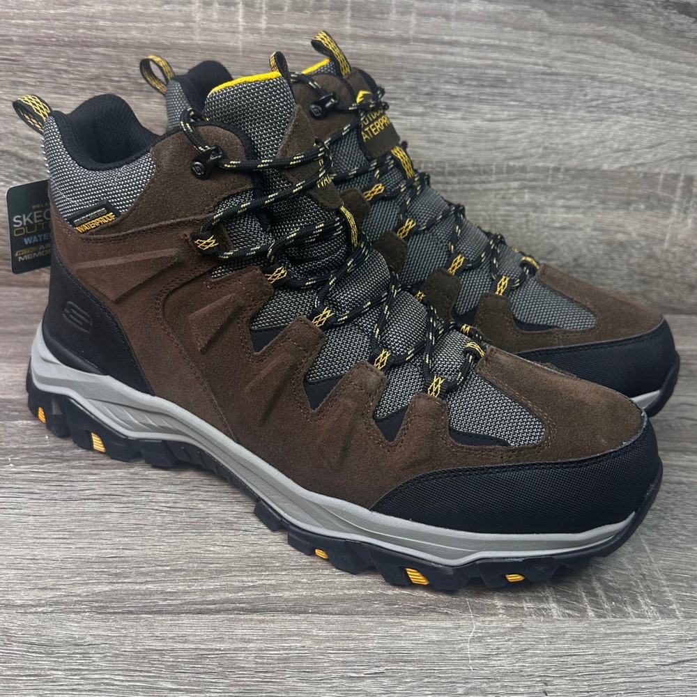 Skechers Rickter Branson Hiking Boots Mens 13 Waterproof Khaki Outdoors NEW